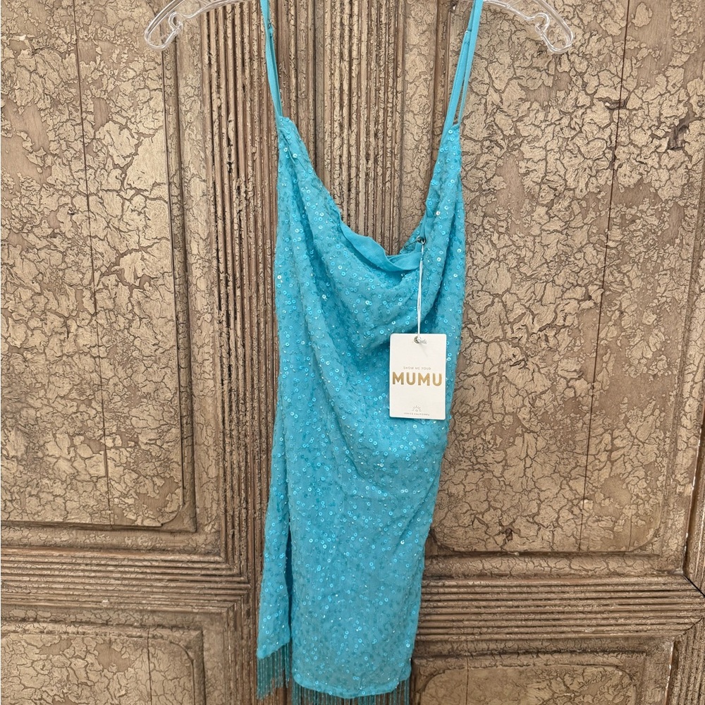Show Me Your MuMu Teal Sequin Dress